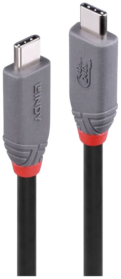 LINDY USB-C Kabel USB4® Złącze męskie USB-C® 0.80 m czarny 36956 - obrazek 1