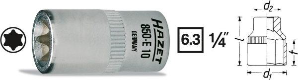 Hazet 850-E12 850-E12 TORX zewnętrzny Nasadka T 12 1/4″ (6,3 mm)