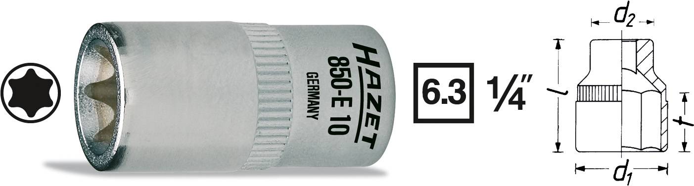 Hazet 850-E12 850-E12 TORX zewnętrzny Nasadka T 12 1/4" (6,3 mm) - obrazek 1