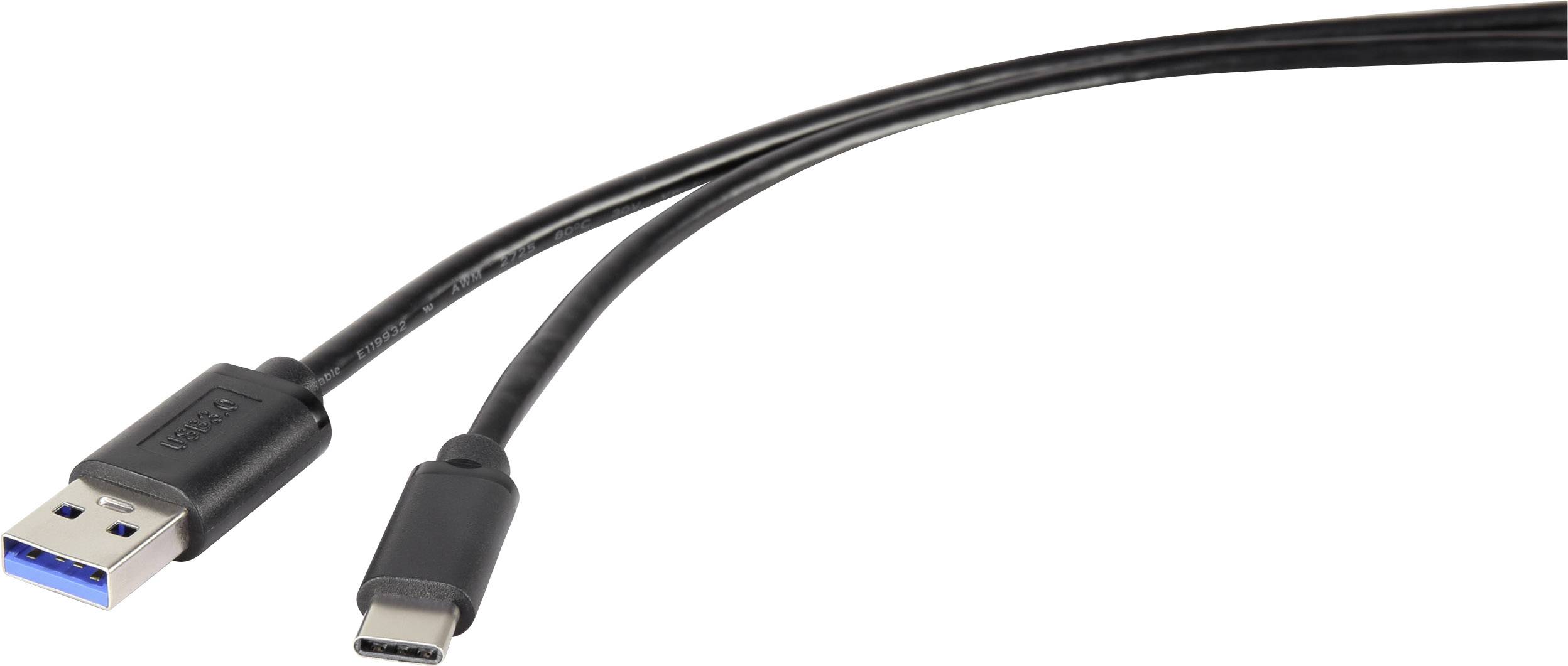 Renkforce Kabel USB USB 3.2 Gen1 Złącze męskie USB-A, Złącze męskie USB-C® 0.30 m czarny RF-4536472 - obrazek 1