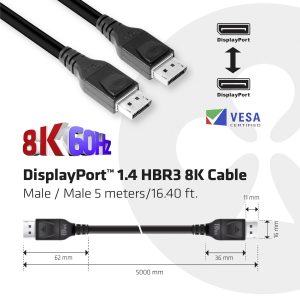 club3D DisplayPort kabel Złącze DisplayPort, Złącze DisplayPort 5.00 m czarny CAC-1061 8K UHD Kabel DisplayPort club3D DisplayPort kabel Złącze DisplayPort, Złącze DisplayPort 5.00 m czarny CAC-1061 8K UHD Kabel DisplayPort