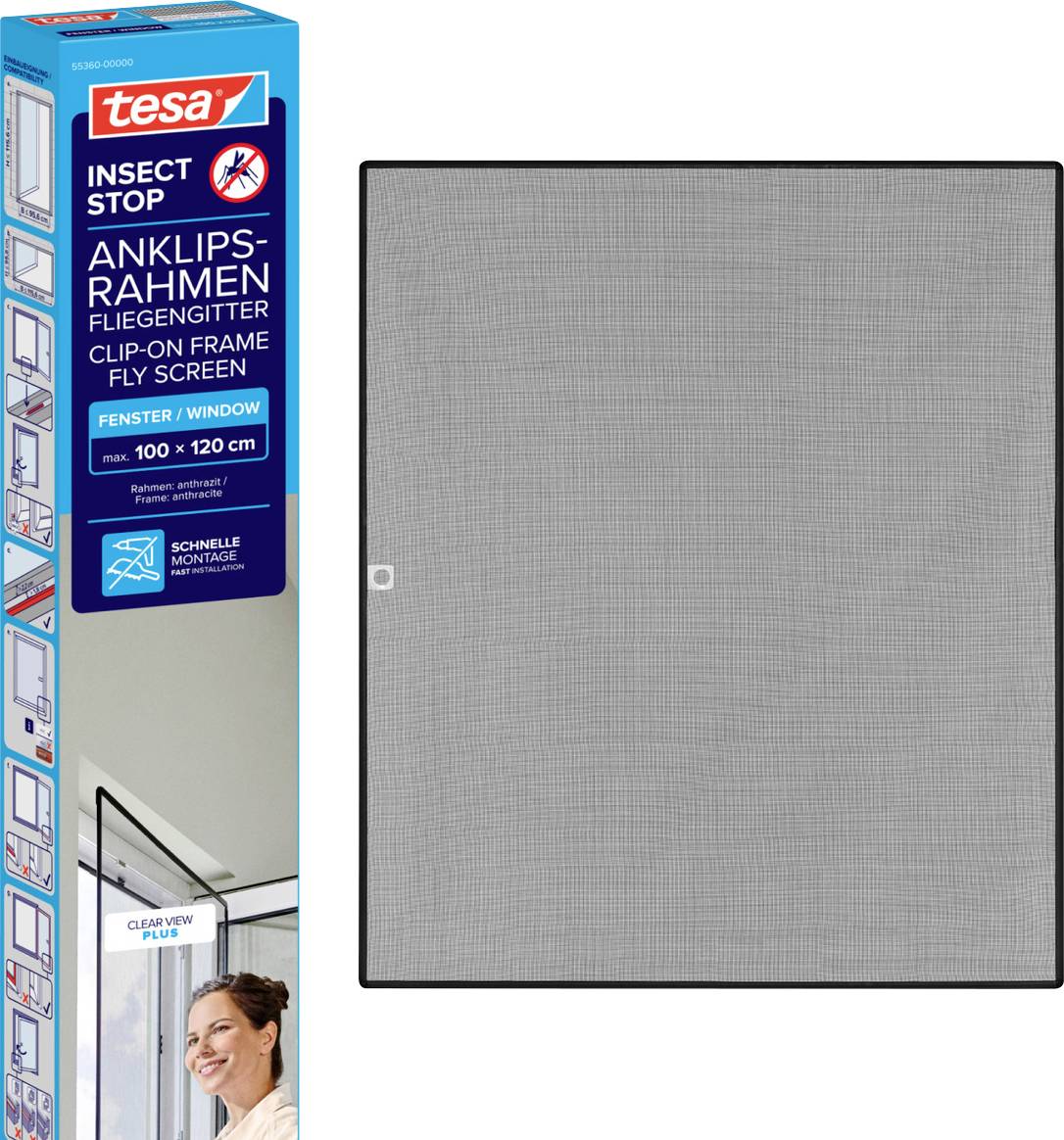 tesa INSECT STOP CLIP-ON 55360-00000-00 Moskitiera (S x W) 1 m x 1.2 m antracytowy 1 szt. - obrazek 1