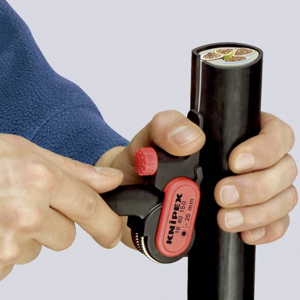 Narzędzie do zdejmowania zewnętrznej warstwy izolacji Knipex 16 40 150, 25 mm (min)