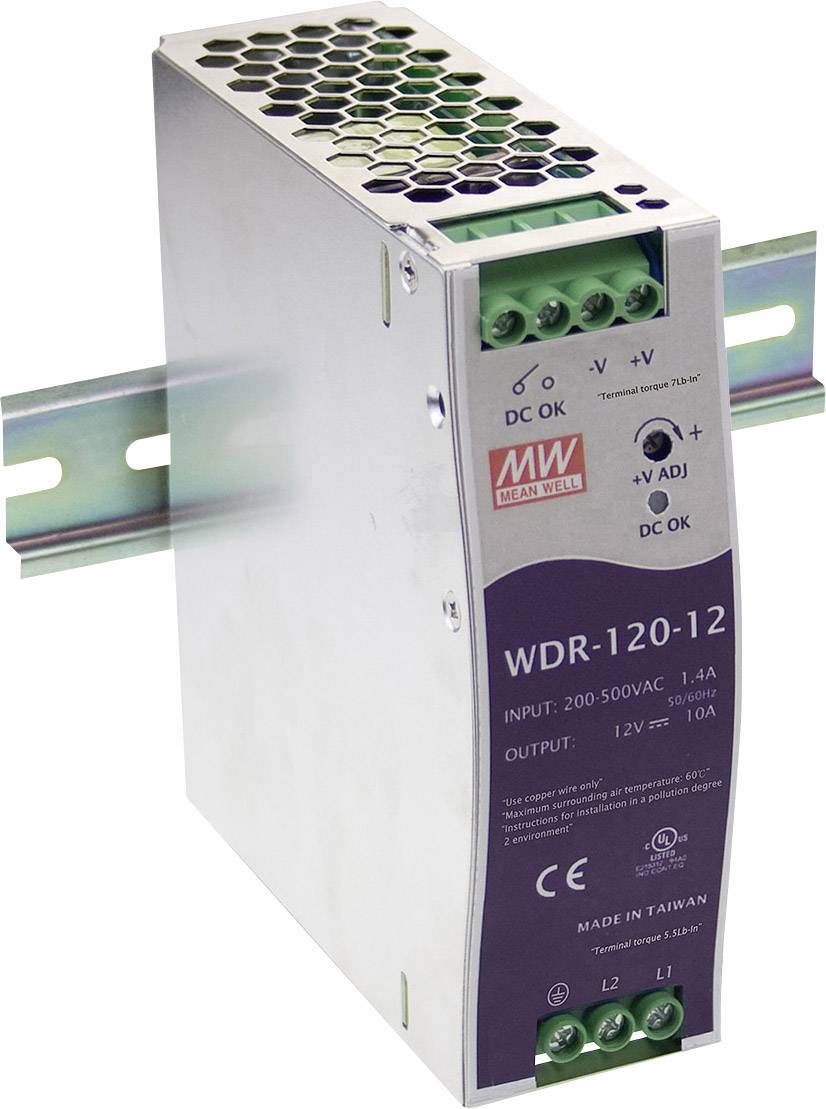Zasilacz na szynę DIN MEAN WELL WDR-120-24, 24 V/DC, 5 A, 120 W - obrazek 1