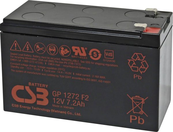 Akumulator ołowiowy CSB Battery GP 1272 Standby USV GP1272F2, AGM, 12 V, 7.2 Ah