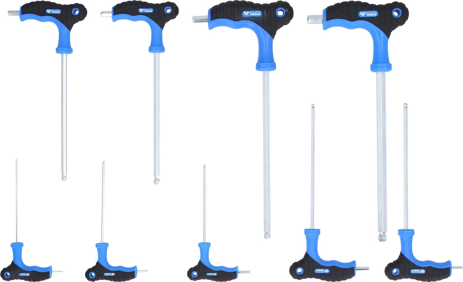 Brilliant Tools BT041100 Zestaw kluczy trzpieniowych 2 mm, 2.5 mm, 3 mm, 4 mm, 5 mm, 6 mm, 7 mm, 8 mm, 10 mm 9 szt. - obrazek 1