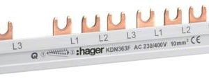 Hager KDN363F Blok przyłączeniowy Hager KDN363F Szyna fazowa 3 styki 63 A 1 szt. Hager KDN363F Blok przyłączeniowy Hager KDN363F Szyna fazowa 3 styki 63 A 1 szt.