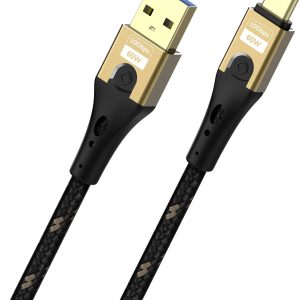 Oehlbach Kabel USB Złącze męskie USB-A, Złącze męskie USB-C® 1 m czarny/złoty ekranowanie plecione D1C9551 Oehlbach Kabel USB Złącze męskie USB-A, Złącze męskie USB-C® 1 m czarny/złoty ekranowanie plecione D1C9551