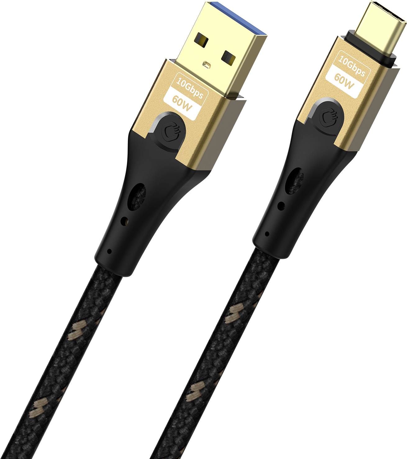 Oehlbach Kabel USB Złącze męskie USB-A, Złącze męskie USB-C® 1 m czarny/złoty ekranowanie plecione D1C9551 - obrazek 1