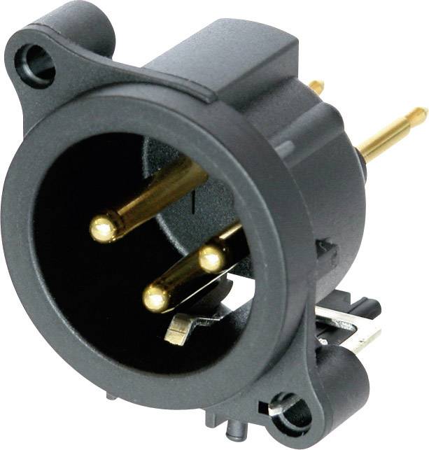 Złącze męskie XLR montażowe, Neutrik NC3MAAV, 3-pin, czarne, 1 szt. - obrazek 1