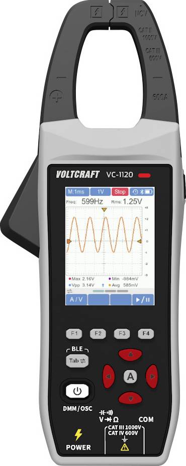 VOLTCRAFT VC-1120 Miernik cęgowy cyfrowy CAT III 1000 V Wyświetlane liczby: 20000
