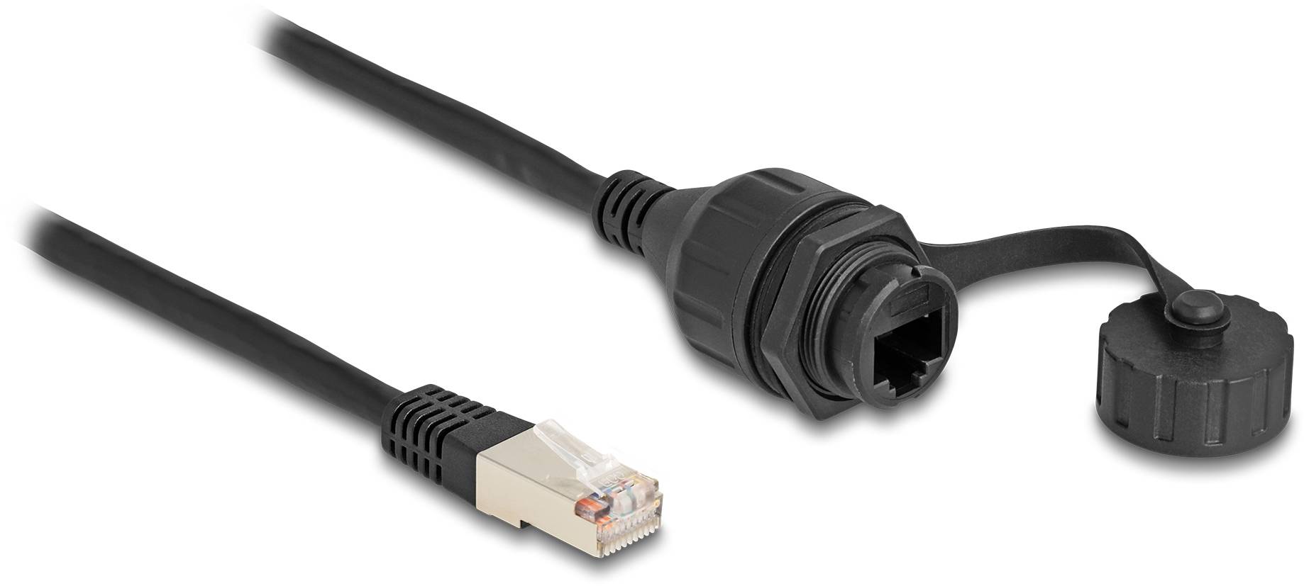 kabel LAN Delock 87893, 1 szt., RJ50, Kabel, F/UTP, 0.20 m, czarny - obrazek 1