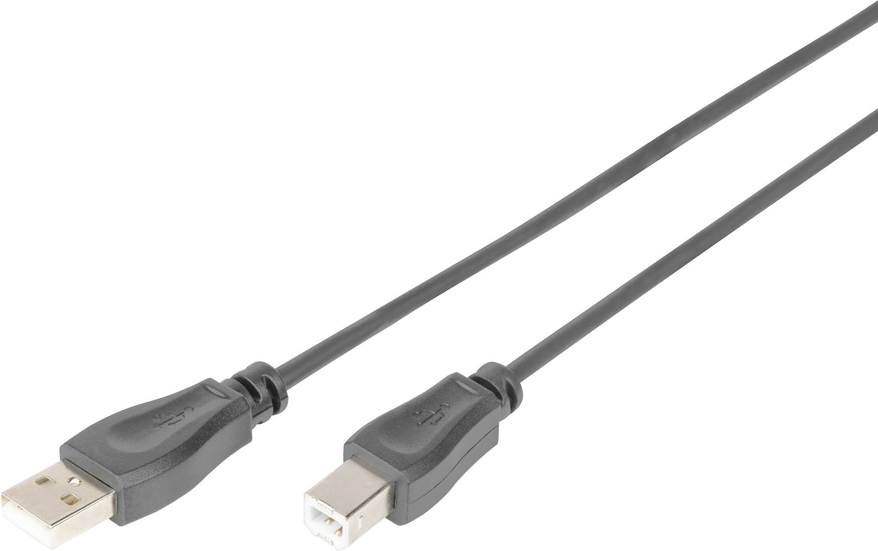 Digitus Kabel USB USB 2.0 Złącze męskie USB-A, Złącze męskie USB-B 0.50 m czarny konstrukcja okrągła, podwójne ekranowan - obrazek 1