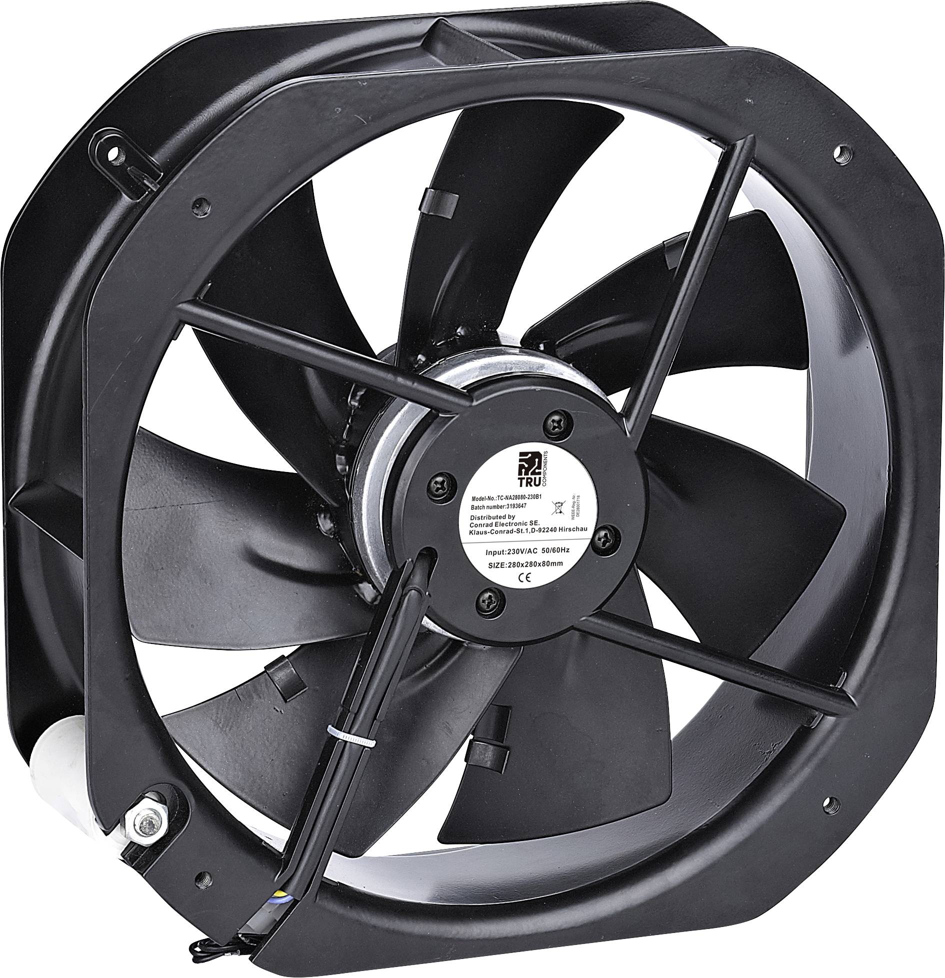 Wentylator osiowy TRU COMPONENTS TC-NA28080-230B1, 230 V/AC, 2570 m³/h, (D x S x W) 280 x 280 x 80 mm - obrazek 1