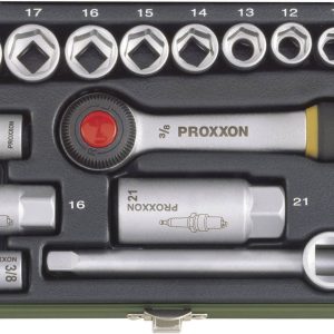 Klucze nasadowe z grzechotką Proxxon Industrial 23110, 3/8″ (10 mm), stal chromowo-wanadowa, 24 szt. Klucze nasadowe z grzechotką Proxxon Industrial 23110, 3/8″ (10 mm), stal chromowo-wanadowa, 24 szt.