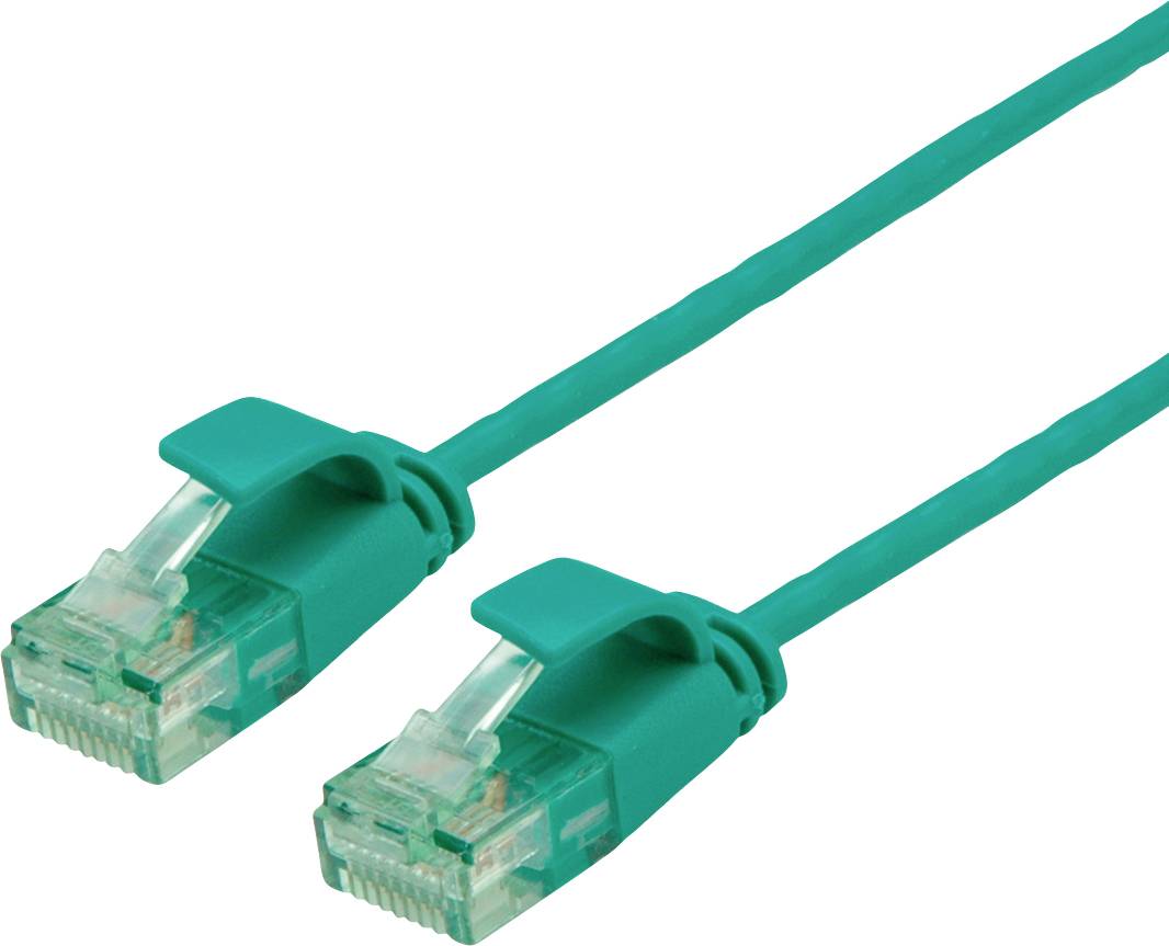 kabel LAN roline recycled material 21.45.3431, 1 szt., RJ45, CAT 6a, U/UTP, 0.30 m, zielony - obrazek 1