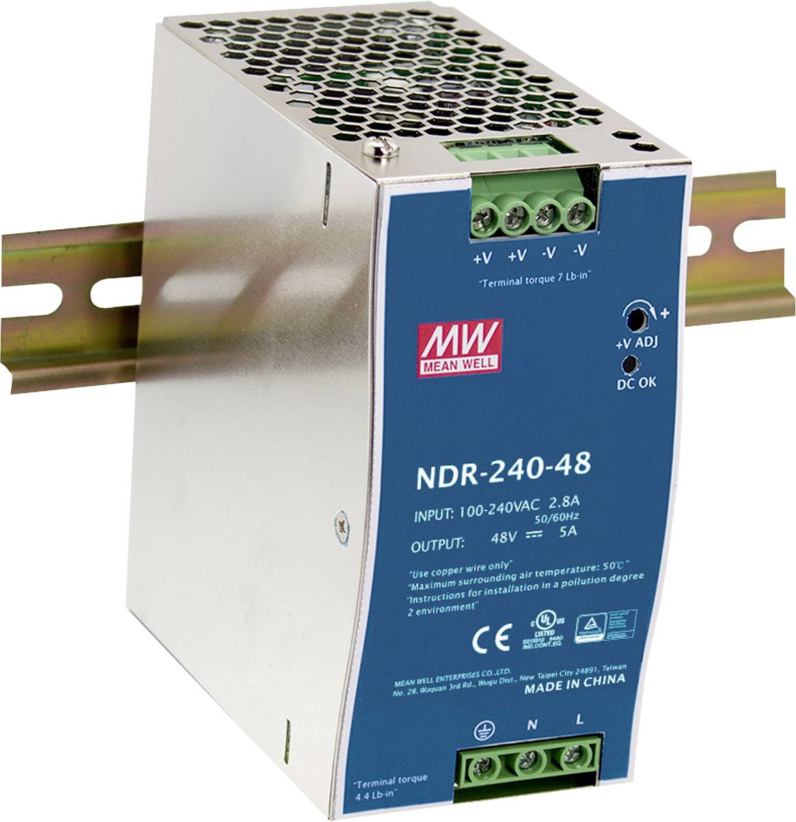 Zasilacz na szynę DIN MEAN WELL NDR-240-24, 10 A, 240 W - obrazek 1