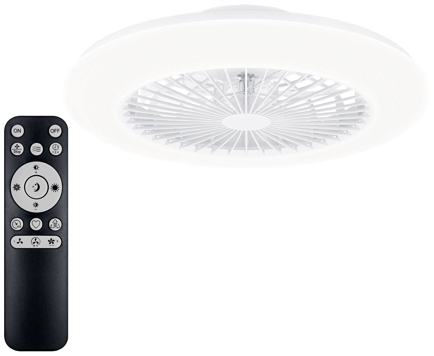 Philips LED Amigo Wentylator sufitowy 25 W, 60 W (Ø x W) 590 mm x 137 mm biały podświetlenie, możliwość regulacji natęże - obrazek 1