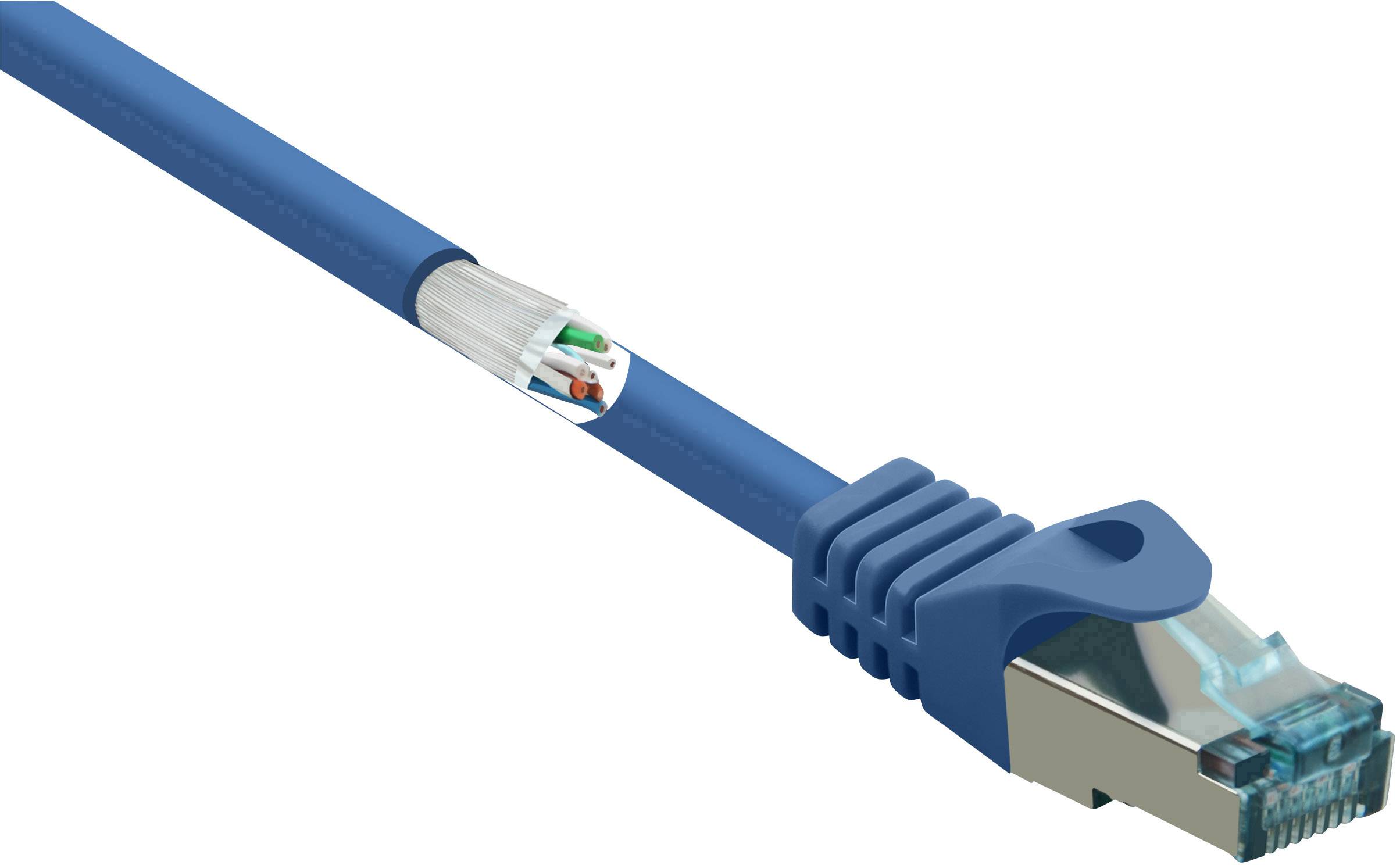 kabel LAN Renkforce RF-5047460, 1 szt., RJ45, CAT 6a, S/FTP, 5.00 m, niebieski - obrazek 1