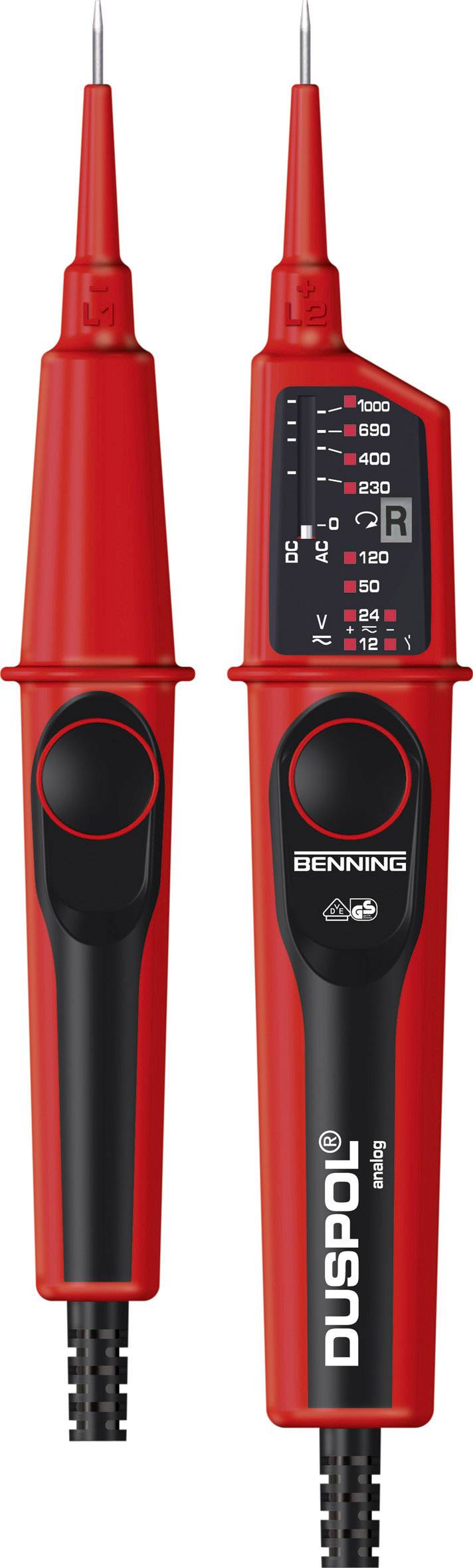 Dwubiegunowy tester napięcia Benning DUSPOL analog CAT III 1000 V, CAT IV 600 V - obrazek 1