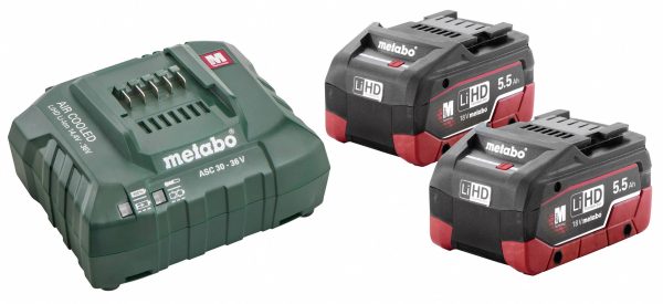 Metabo 685122000 Basic-Set 2 x LiHD 5.5 Ah Ładowarka i akumulator do elektronarzędzi 18 V 5.5 Ah LiHD