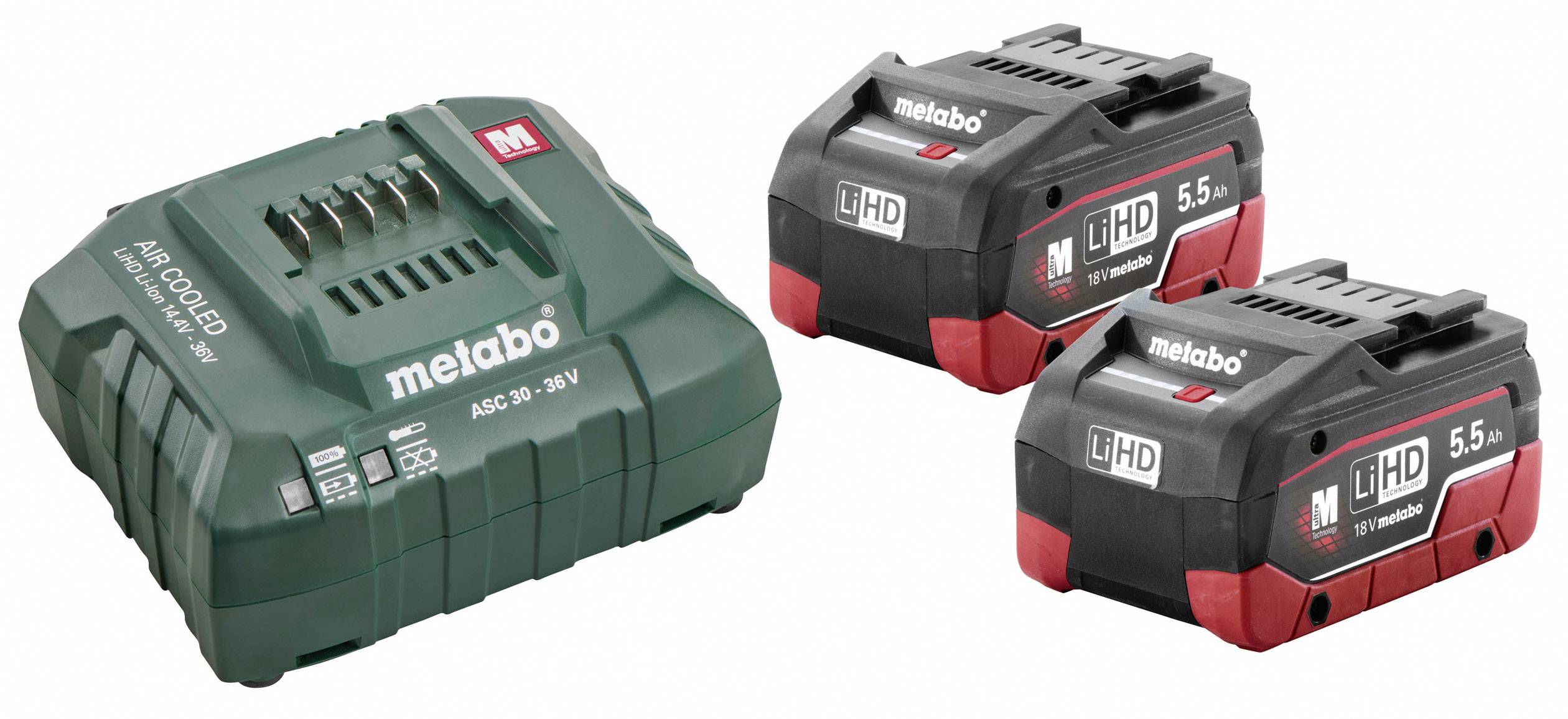 Metabo 685122000 Basic-Set 2 x LiHD 5.5 Ah Ładowarka i akumulator do elektronarzędzi 18 V 5.5 Ah LiHD - obrazek 1