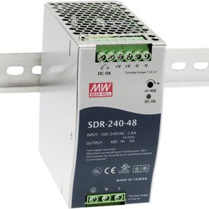 Zasilacz na szynę DIN MEAN WELL SDR-240-48, 48 V/DC, 5 A, 240 W Zasilacz na szynę DIN MEAN WELL SDR-240-48, 48 V/DC, 5 A, 240 W