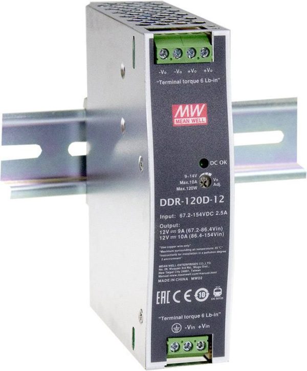 MEAN WELL DDR-120D-24 Przetwornik DC/DC na szynę DIN 24 V/DC 5 A 120 W Ilość wyjść:1 x Opis 1 szt.