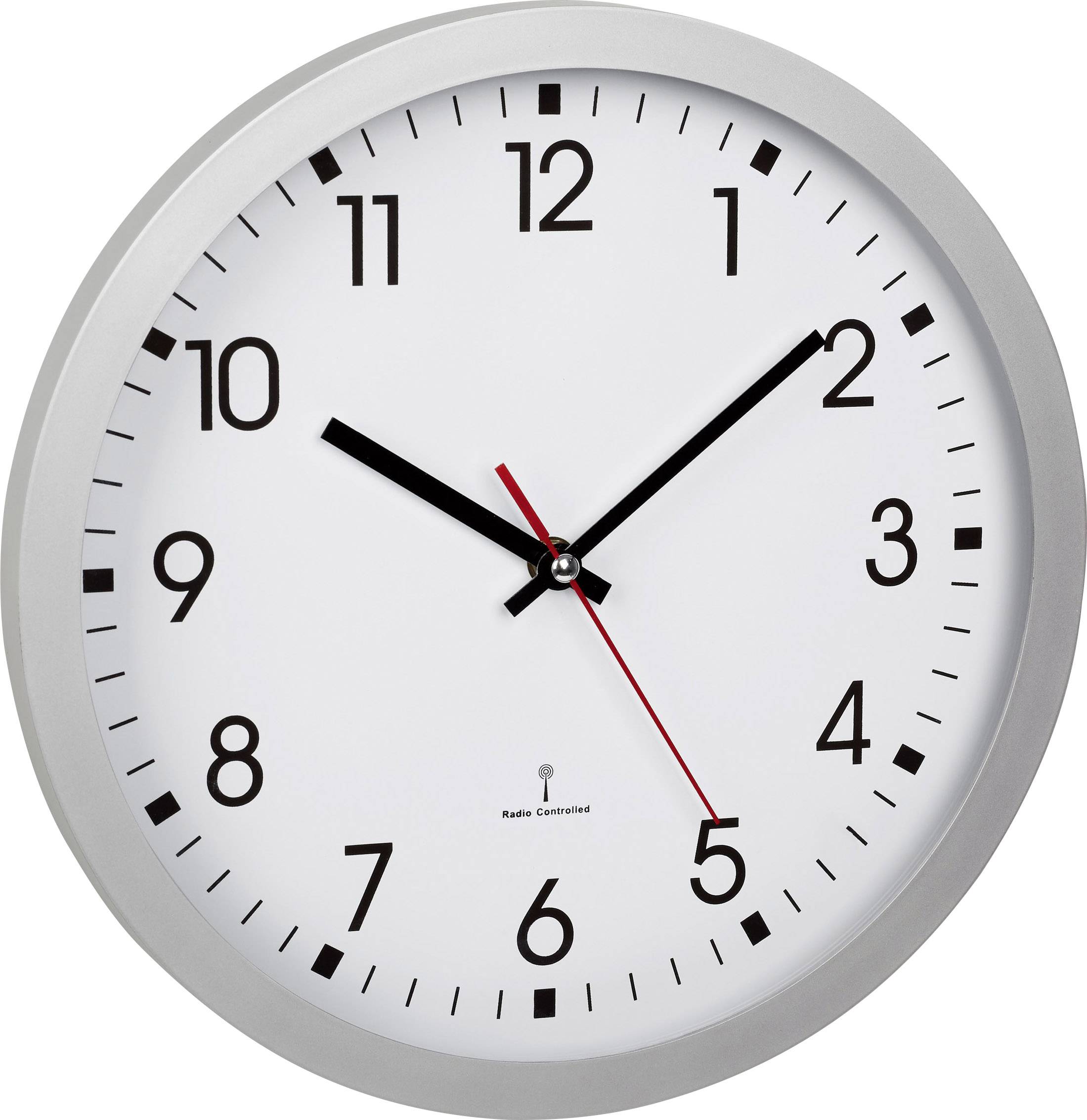 TFA Dostmann 60.3522.02 Sterowany radiowo Zegar ścienny 30 cm x 43 mm srebrny - obrazek 1