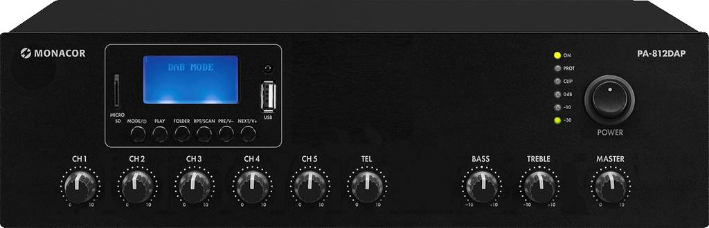 Monacor PA-812DAP Wzmacniacz ELA 120 W 1-kanałowy 1 strefa - obrazek 1