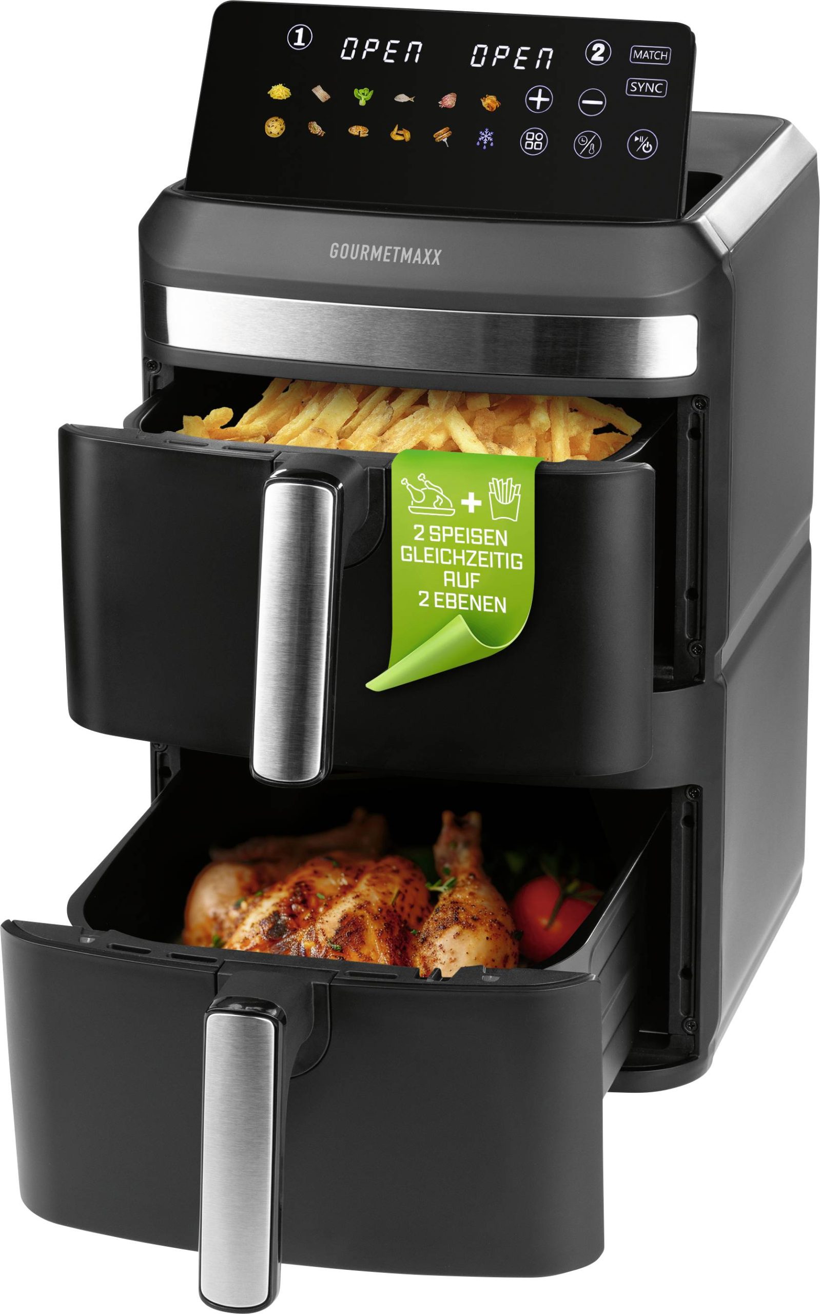 GourmetMaxx 16818 Frytkownica 12 l powłoka nieprzywierająca, nie zawiera BPA, obudowa Cool-Touch, zegar cyfrowy, funkcja - obrazek 1