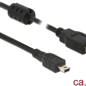 Delock Kabel USB USB 2.0 Złącze męskie USB-A, Złącze męskie USB Mini-B 2.00 m czarny z rdzeniem ferrytowym 84915 Delock Kabel USB USB 2.0 Złącze męskie USB-A, Złącze męskie USB Mini-B 2.00 m czarny z rdzeniem ferrytowym 84915