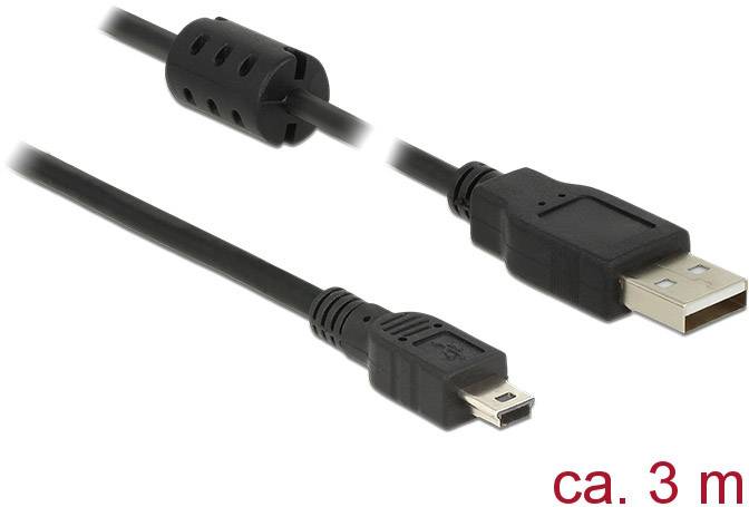 Delock Kabel USB USB 2.0 Złącze męskie USB-A, Złącze męskie USB Mini-B 2.00 m czarny z rdzeniem ferrytowym 84915 - obrazek 1