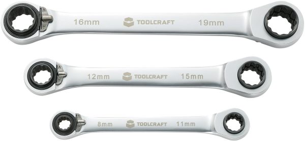 Zestaw kluczy oczkowych z grzechotką TOOLCRAFT 819162