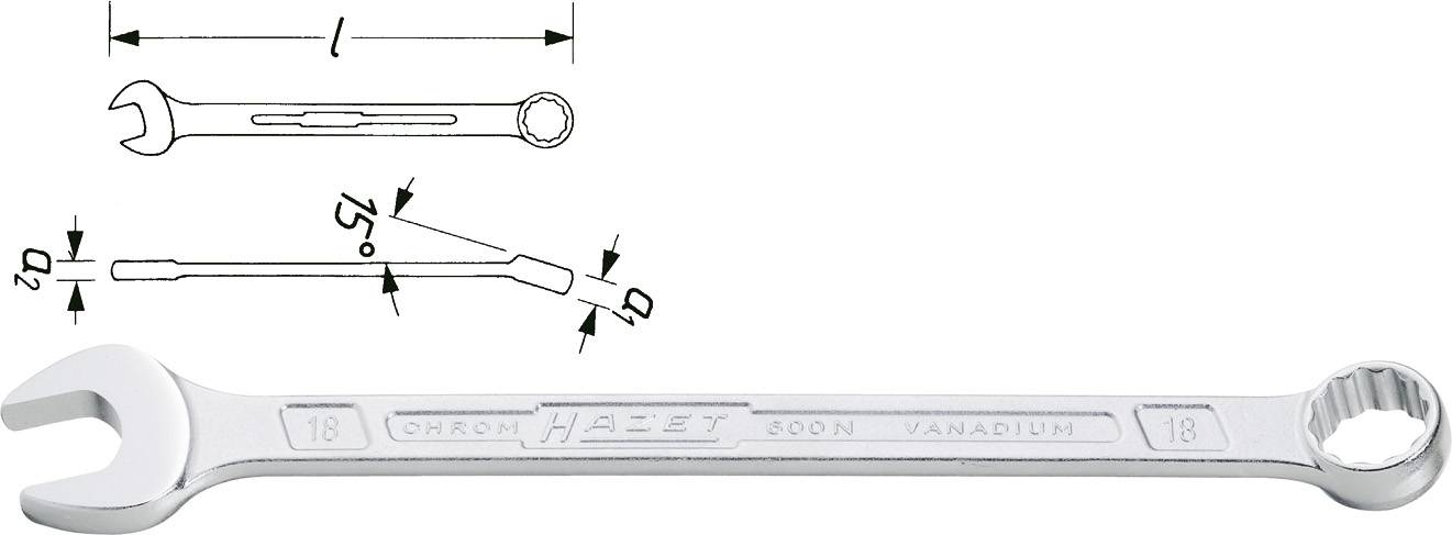 Hazet 600NA-1/4 600NA-1/4 Klucz płasko oczkowy Rozmiar klucza (cale) (tylko dla tytułów) 1/4" - obrazek 1