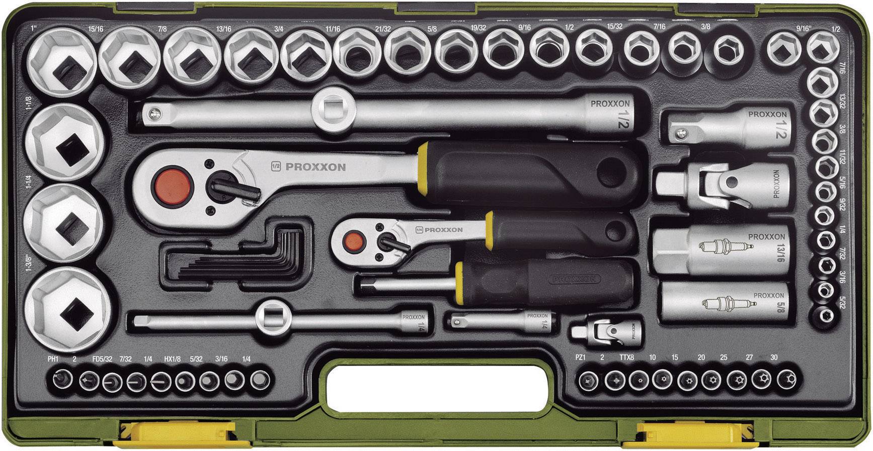 Klucze nasadowe z grzechotką Proxxon Industrial Super-set 23294, 1/4" (6,3 mm), 1/2" (12.5 mm), 65 szt. - obrazek 1