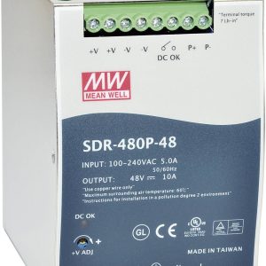 Zasilacz na szynę DIN MEAN WELL SDR-480P-24, 24 V/DC, 20 A, 480 W Zasilacz na szynę DIN MEAN WELL SDR-480P-24, 24 V/DC, 20 A, 480 W