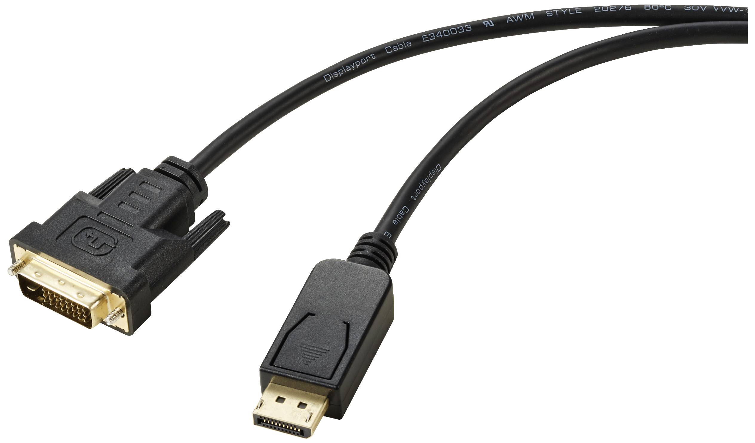 Kabel DVI Renkforce RF-5771518, DisplayPort na DVI 24+1pin., 1.80 m - obrazek 1