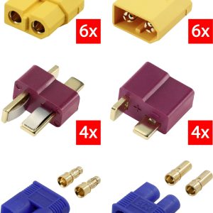 Złącze męskie akumulatora, Złącze żeńskie akumulatora XT60, Wtyczka T, EC3 Reely RE-6699867 pozłacane 1 szt. Złącze męskie akumulatora, Złącze żeńskie akumulatora XT60, Wtyczka T, EC3 Reely RE-6699867 pozłacane 1 szt.