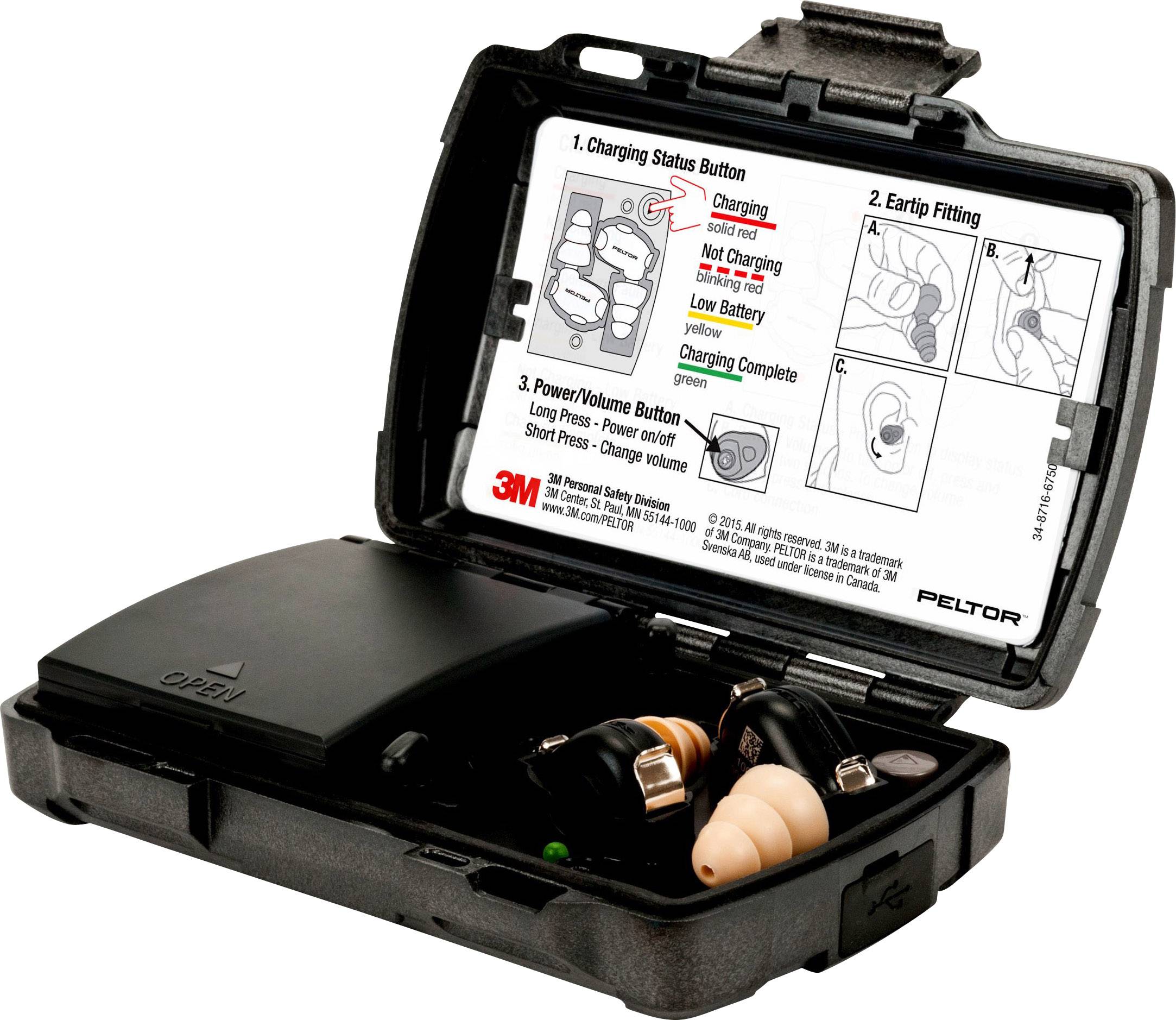 3M Peltor TEP-200 EU Elektroniczne zatyczki do uszu 36 dB wielokrotnego użytku EN 352-2 1 zest. - obrazek 1