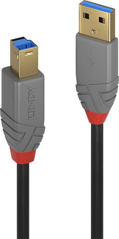 LINDY Kabel USB USB 3.2 Gen1 Złącze męskie USB-A, Złącze męskie USB-B 5.00 m czarny 36744 - obrazek 1