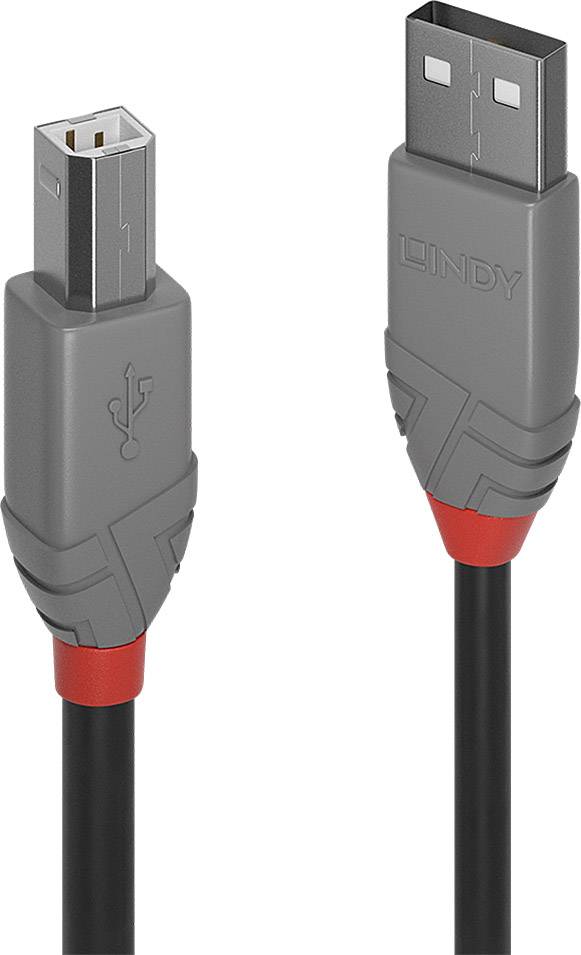 LINDY Kabel USB USB 2.0 Złącze męskie USB-A, Złącze męskie USB-B 7.50 m czarny 36676 - obrazek 1