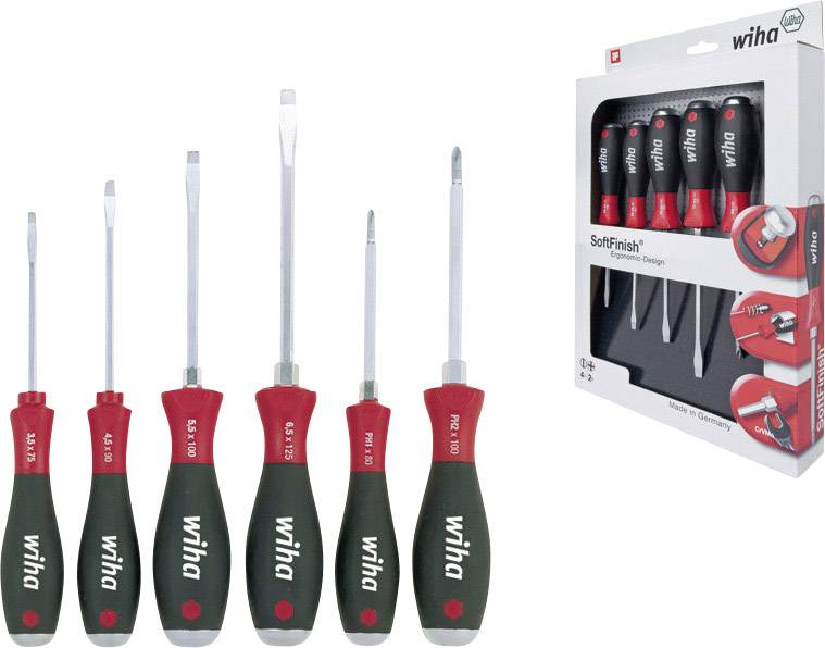 Zestaw wkrętaków Wiha Schraubendrehersatz 6tlg PH/ Schlitz 6kant-Klinge Soft-Fin 21250 - obrazek 1