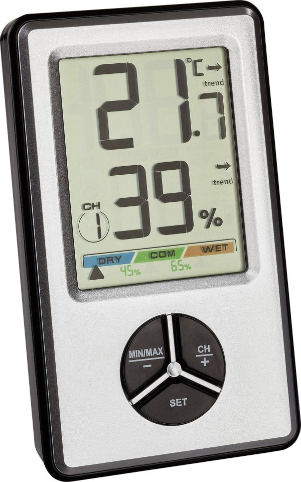 TFA Dostmann TFA – Thermo-Hygrometer – digital – Silber Termohigrometr bezprzewodowy biały 30.5045.54