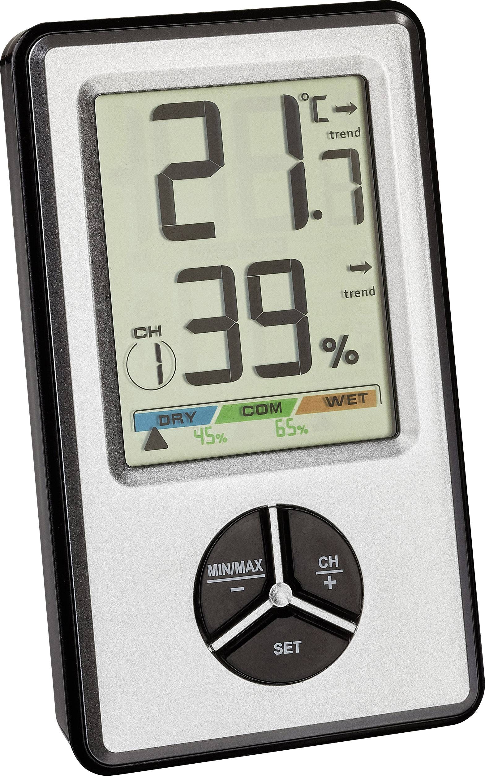 TFA Dostmann TFA - Thermo-Hygrometer - digital - Silber Termohigrometr bezprzewodowy biały 30.5045.54 - obrazek 1