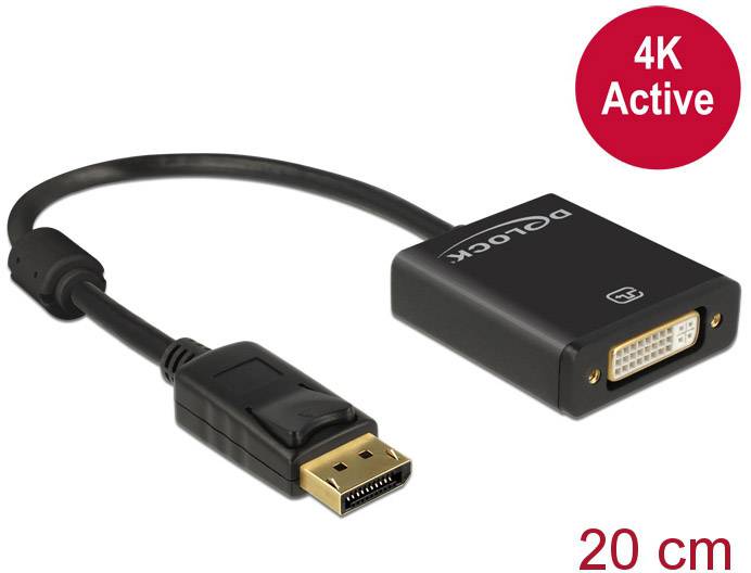 Kabel DisplayPort Delock DELOCK Adapterkabel DP 1.2 Stecker sw 62599, DisplayPort na DVI 24+5pol., 0.20 m - obrazek 1
