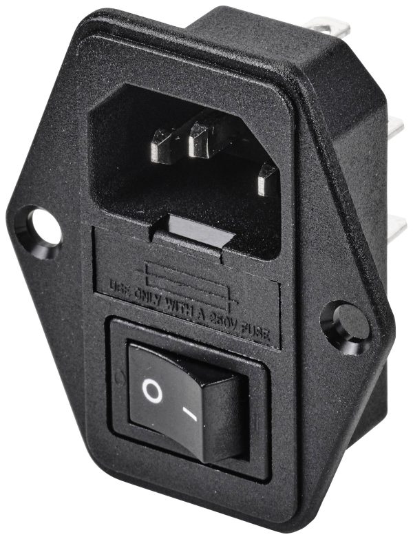 TRU COMPONENTS TC-10088400 Złącze męskie IEC C14 złącze męskie do wbudowania pionowego Łączna ilość styków: 3 10 A czarn