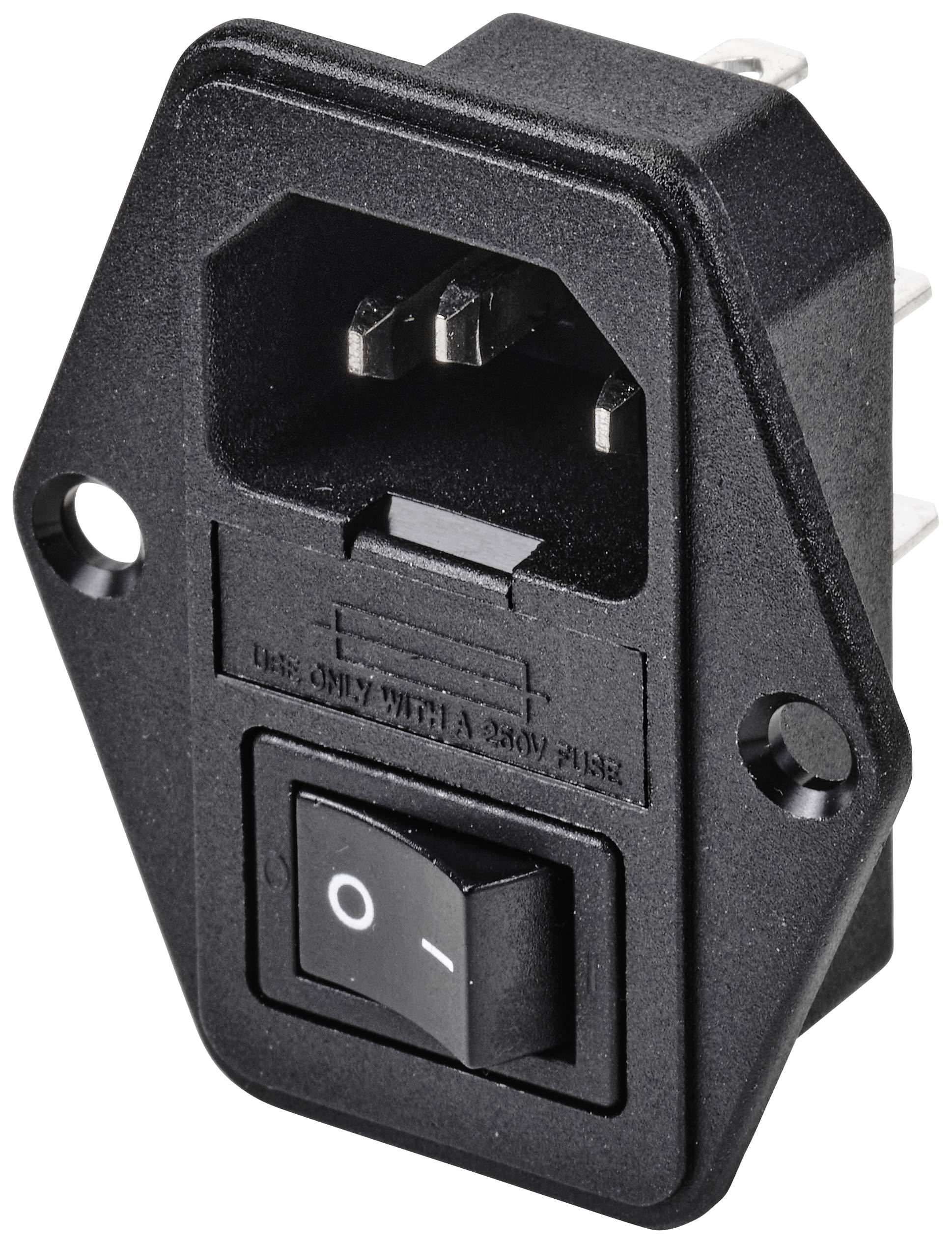 TRU COMPONENTS TC-10088400 Złącze męskie IEC C14 złącze męskie do wbudowania pionowego Łączna ilość styków: 3 10 A czarn - obrazek 1
