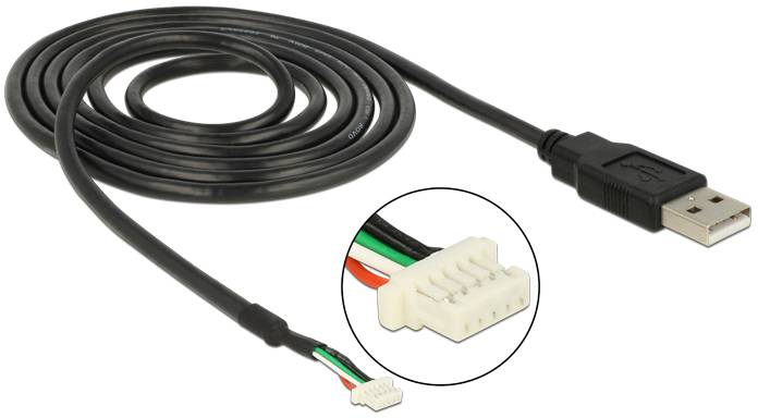 Delock Kabel USB USB 2.0 Złącze męskie USB-A, Złącze męskie 5-pinowe 1.50 m czarny ze złączem słupowym 95986 - obrazek 1