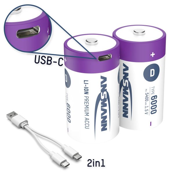 Akumulator D/R20 Ansmann LR20 USB-C Li-Ion 6000 mAh 1.5 V 2 szt.